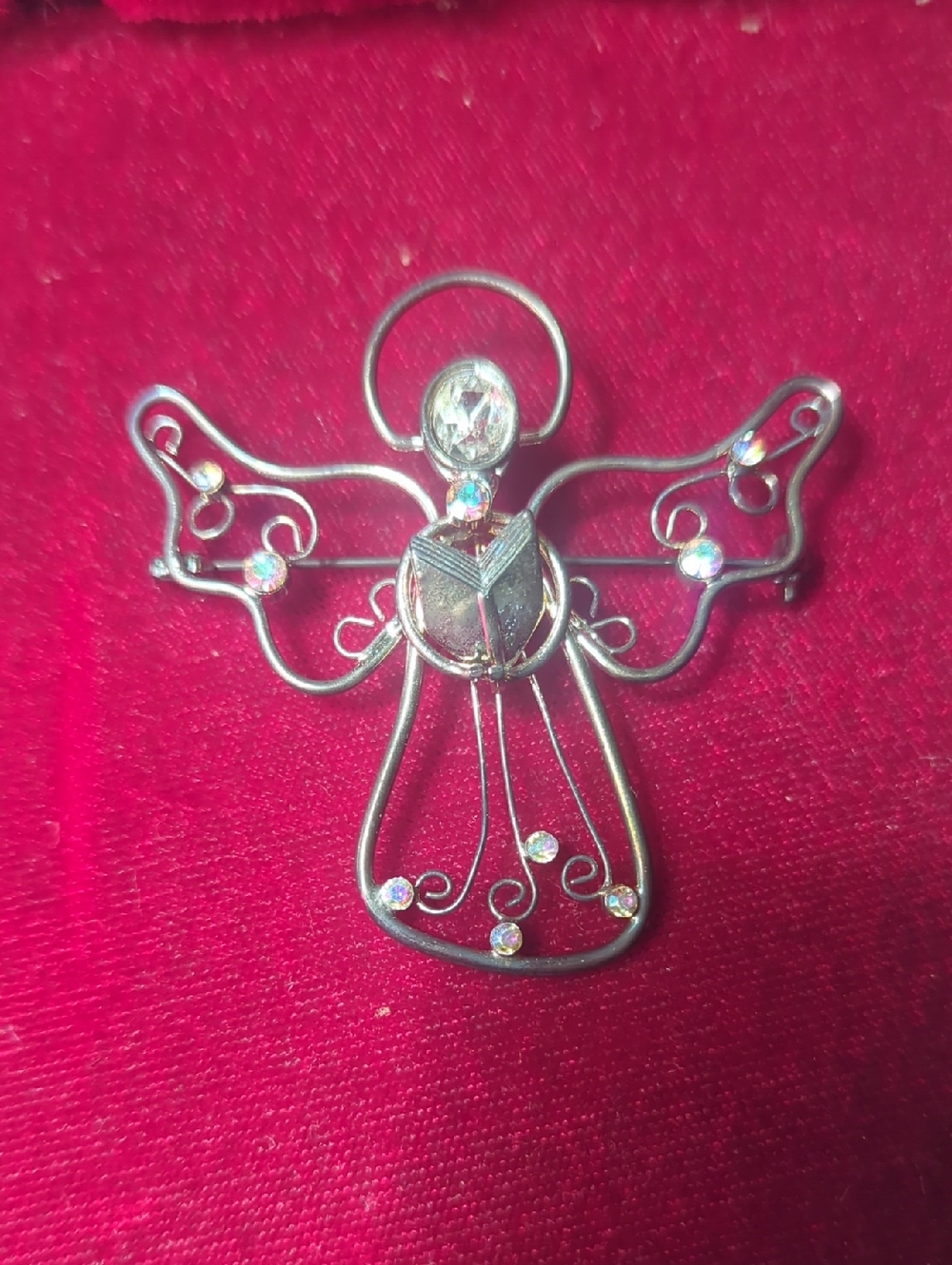 Vintage Eisenberg Ice Angel Brooch Pin with Crystal Rhinestones